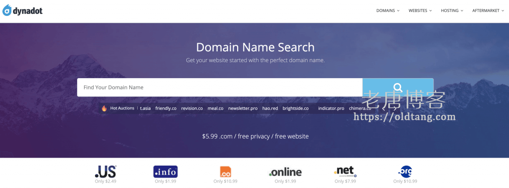Dynadot：COM 域名注册优惠仅需 $5.99/首年，赠送免费隐私保护，支付宝付款-老唐笔记