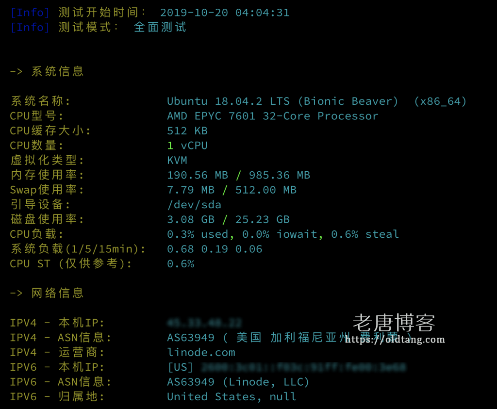 Linode 弗里蒙特 Fremont 测评：性能、速度、延迟、路由追踪-老唐笔记