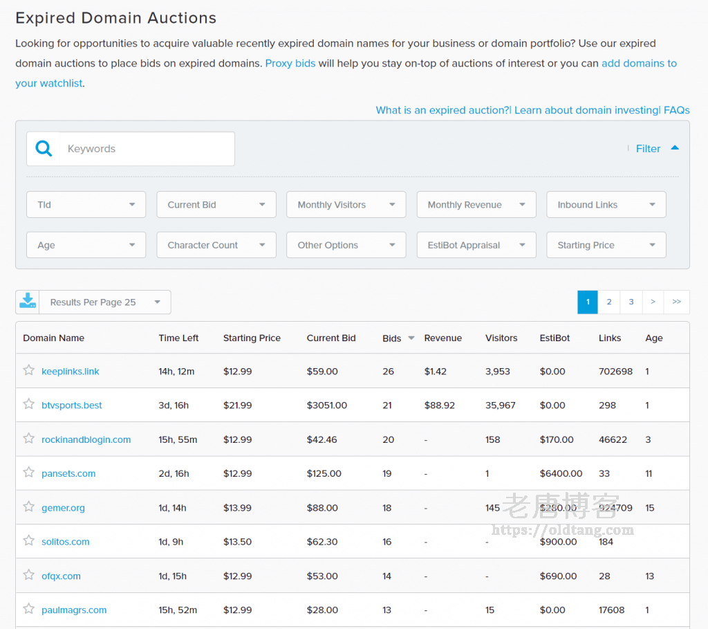 Dynadot 过期域名拍卖：用最低的价格购买最合适的建站老域名-老唐笔记