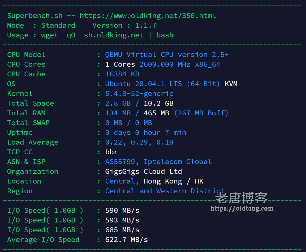 GigsGigsCloud Compute Engine 云服务器测试版 VPS 性能测试-老唐笔记