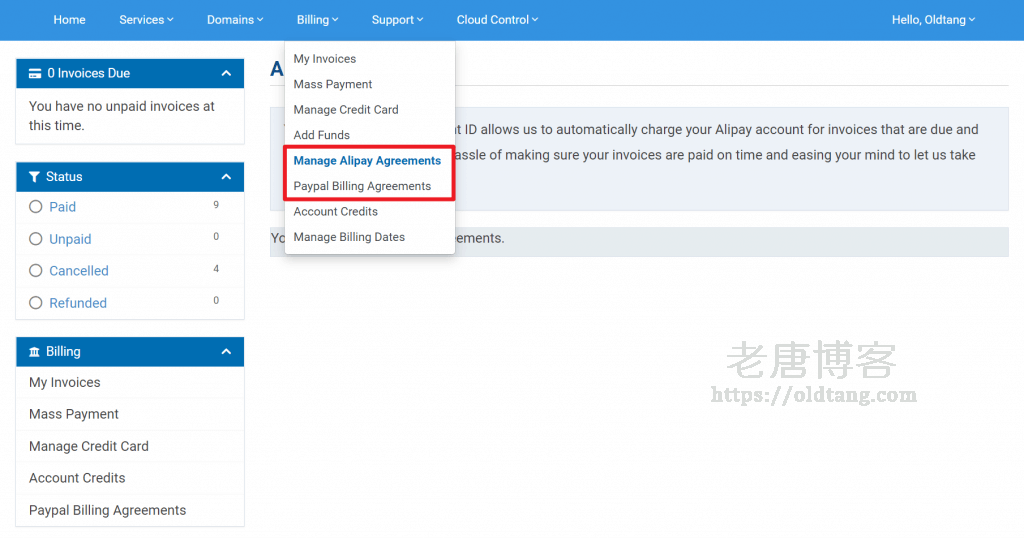 Hostwinds 续费教程：管理取消支付宝、PayPal 等付款方式的自动续费-老唐笔记