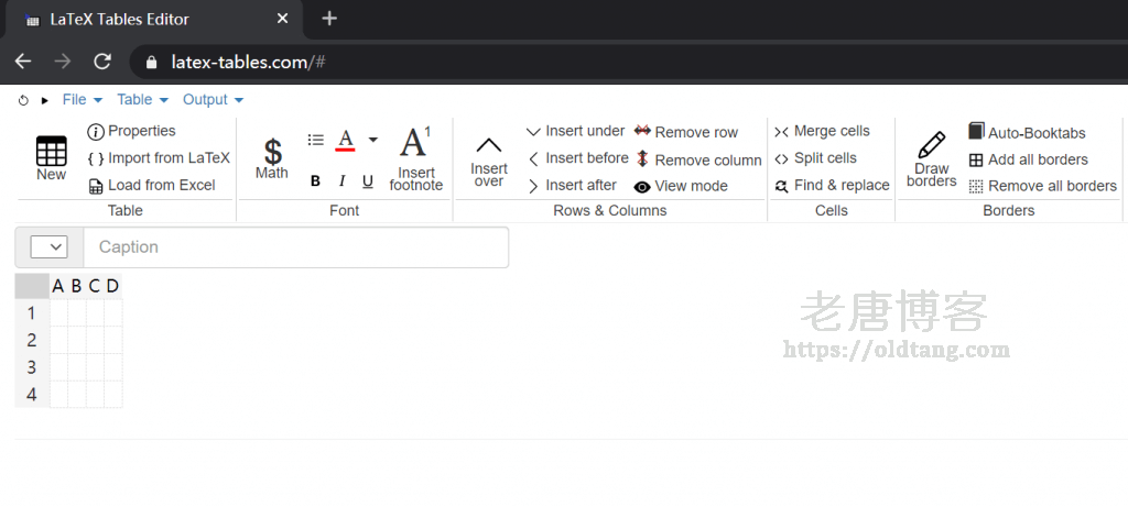 LaTeX Tables Editor：LaTeX 表格编辑器，在线生成 LaTeX 表格代码-老唐笔记
