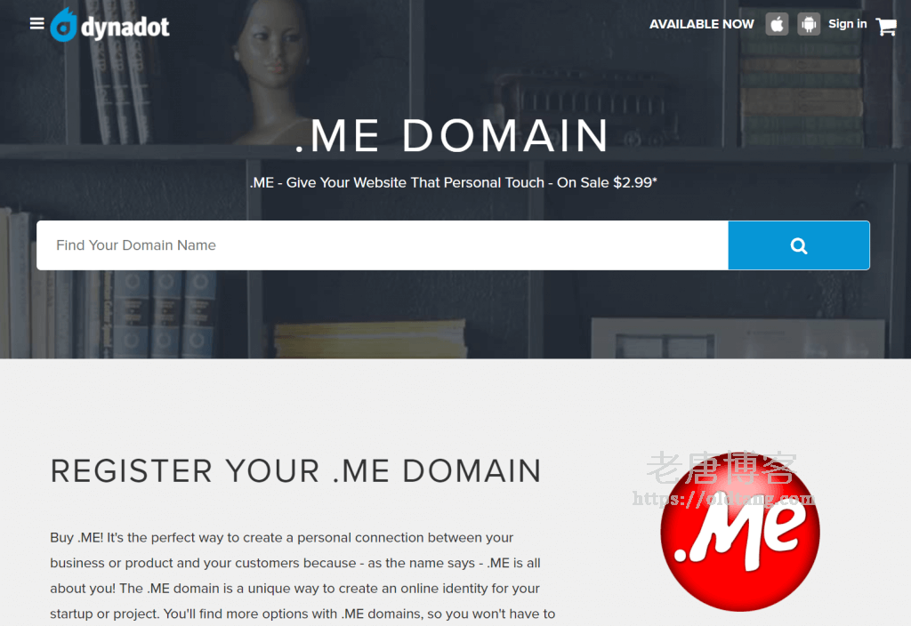 Dynadot .ME 域名闪促优惠注册仅需 $2.99/年 / .COM 注册也仅需 $6.99-老唐笔记