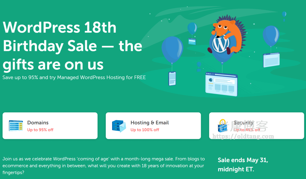 NameCheap WordPress 18周年生日促销 - 域名注册$0.98/虚拟主机0元-老唐笔记